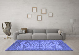 Machine Washable Oriental Blue Industrial Rug in a Living Room, wshurb1667blu