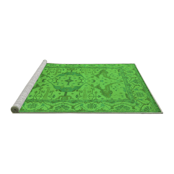 Sideview of Machine Washable Oriental Green Industrial Area Rugs, wshurb1668grn