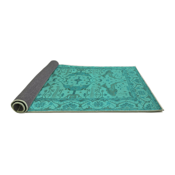Sideview of Oriental Turquoise Industrial Rug, urb1668turq
