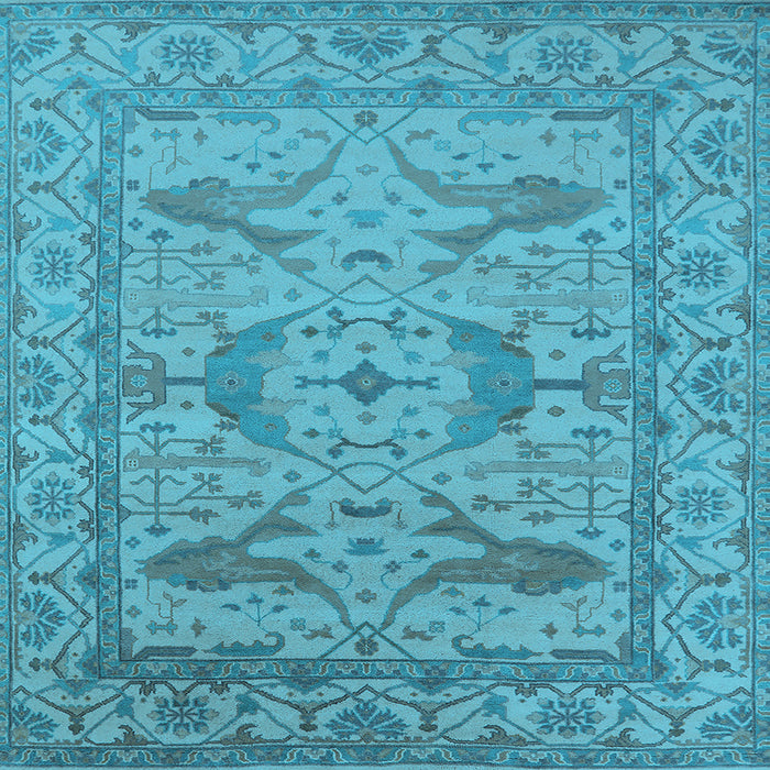 Square Machine Washable Oriental Light Blue Industrial Rug, wshurb1668lblu