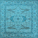 Square Machine Washable Oriental Light Blue Industrial Rug, wshurb1668lblu