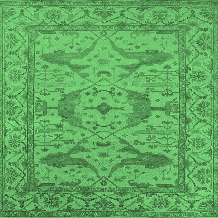 Square Machine Washable Oriental Emerald Green Industrial Area Rugs, wshurb1668emgrn