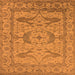 Square Machine Washable Oriental Orange Industrial Area Rugs, wshurb1668org