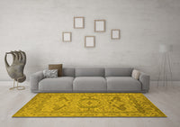 Machine Washable Oriental Yellow Industrial Rug, wshurb1668yw