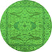 Round Oriental Green Industrial Rug, urb1668grn