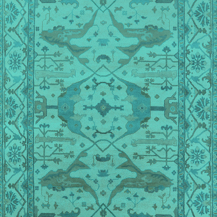 Machine Washable Oriental Turquoise Industrial Area Rugs, wshurb1668turq