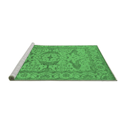 Sideview of Machine Washable Oriental Emerald Green Industrial Area Rugs, wshurb1668emgrn