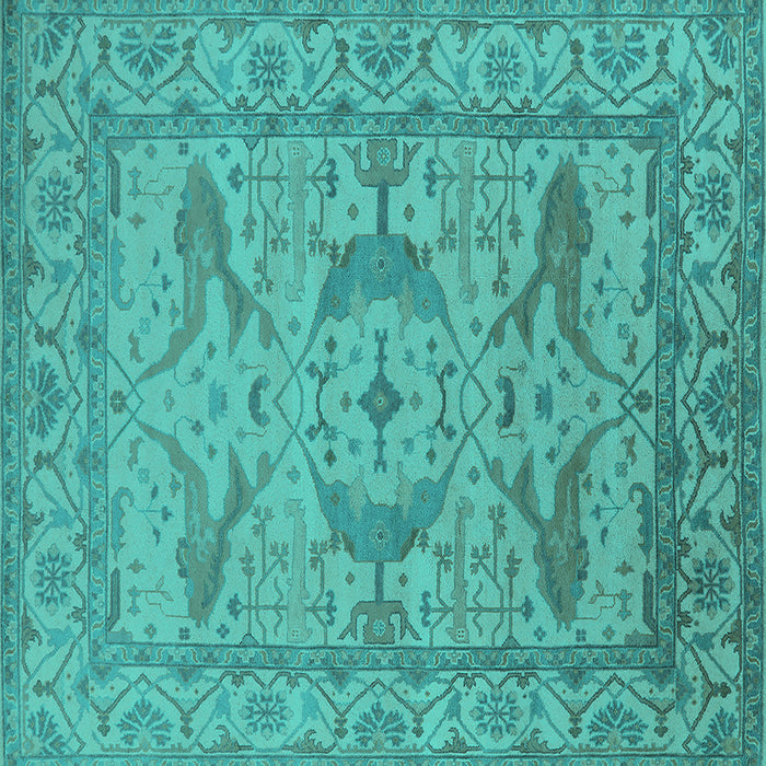 Square Oriental Turquoise Industrial Rug, urb1668turq