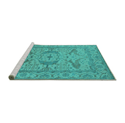 Sideview of Machine Washable Oriental Turquoise Industrial Area Rugs, wshurb1668turq