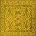 Square Machine Washable Oriental Yellow Industrial Rug, wshurb1668yw