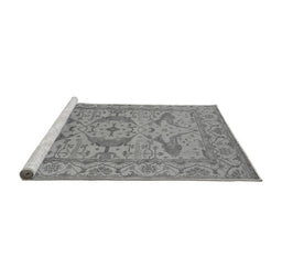 Sideview of Machine Washable Oriental Gray Industrial Rug, wshurb1668gry