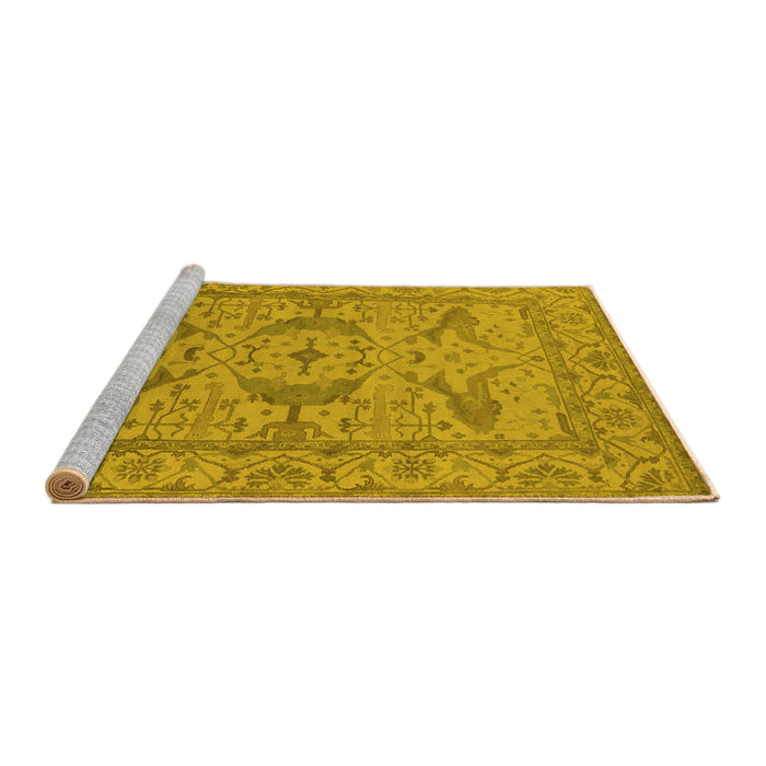 Sideview of Machine Washable Oriental Yellow Industrial Rug, wshurb1668yw