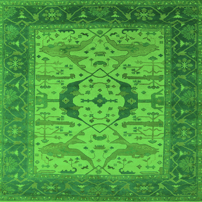 Square Oriental Green Industrial Rug, urb1669grn