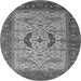 Round Oriental Gray Industrial Rug, urb1669gry