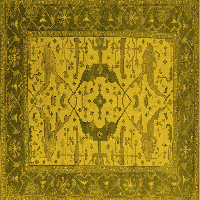 Square Machine Washable Oriental Yellow Industrial Rug, wshurb1669yw