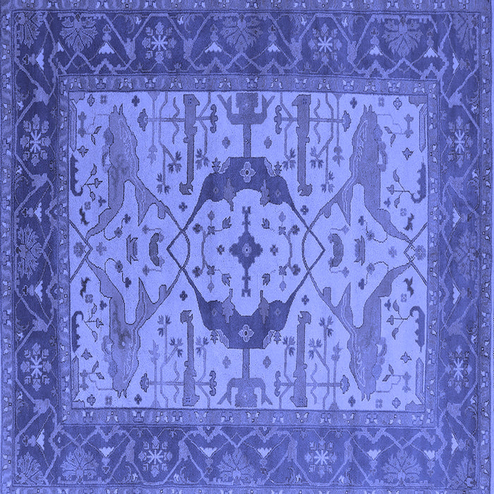 Square Machine Washable Oriental Blue Industrial Rug, wshurb1669blu