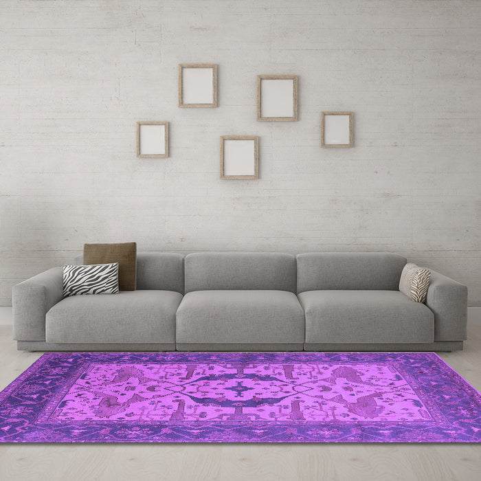 Machine Washable Oriental Purple Industrial Area Rugs in a Living Room, wshurb1669pur