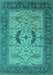 Machine Washable Oriental Turquoise Industrial Area Rugs, wshurb1669turq