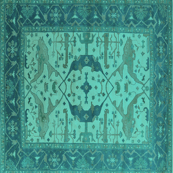 Square Oriental Turquoise Industrial Rug, urb1669turq