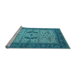 Sideview of Machine Washable Oriental Light Blue Industrial Rug, wshurb1669lblu