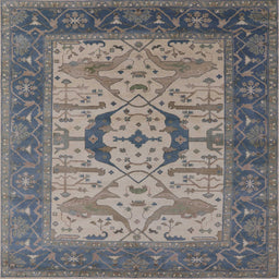 Square Mid-Century Modern Pink Oriental Rug, urb1669