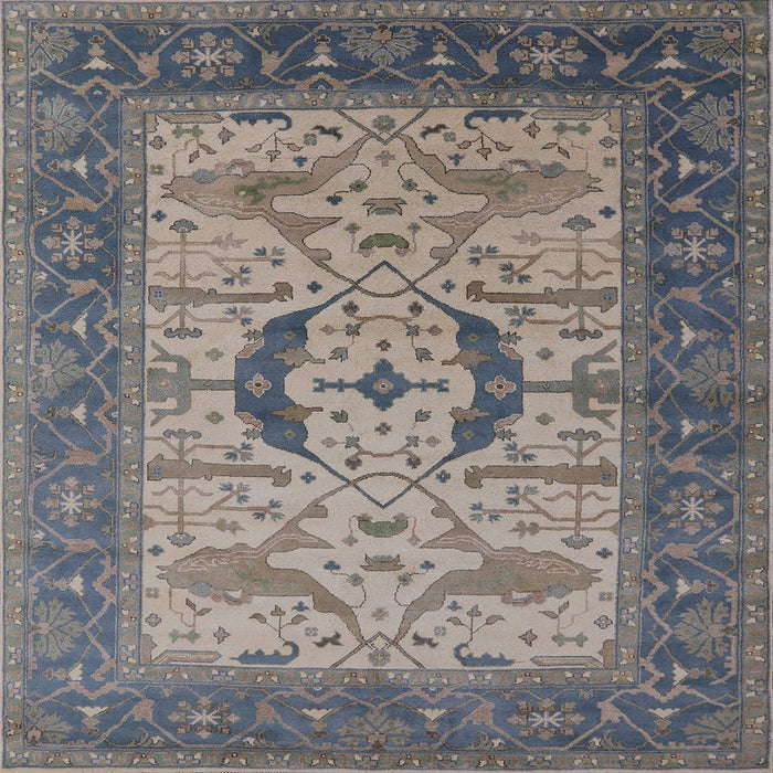 Square Mid-Century Modern Pink Oriental Rug, urb1669