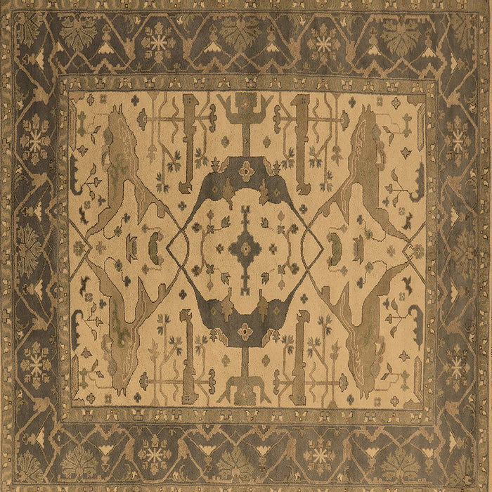 Square Oriental Brown Industrial Rug, urb1669brn