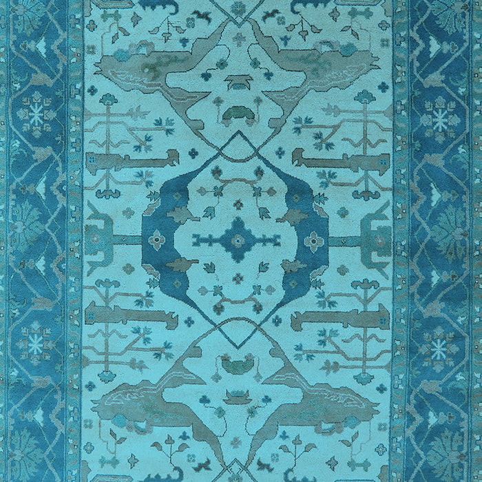 Machine Washable Oriental Light Blue Industrial Rug, wshurb1669lblu