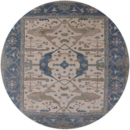 Round Mid-Century Modern Pink Oriental Rug, urb1669