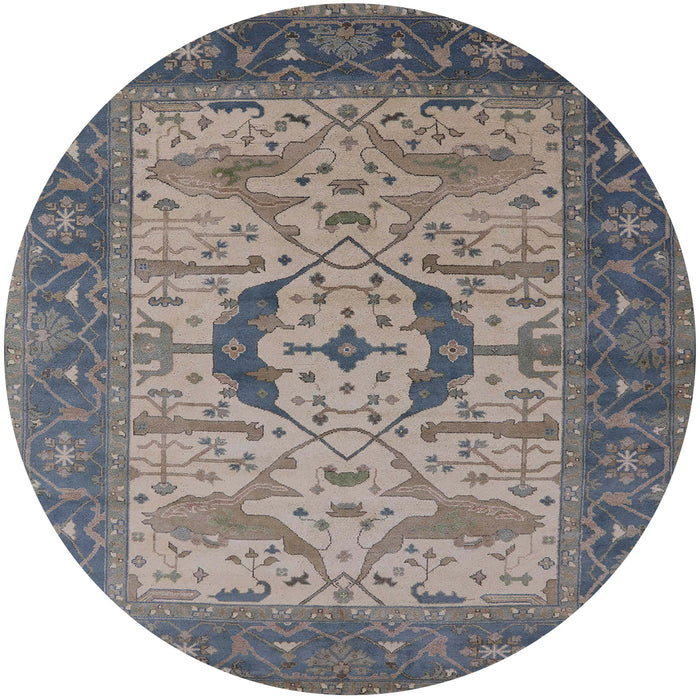 Round Mid-Century Modern Pink Oriental Rug, urb1669