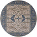 Round Mid-Century Modern Pink Oriental Rug, urb1669