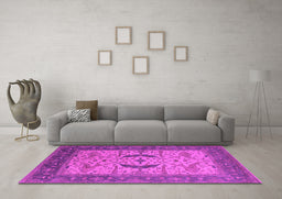 Machine Washable Oriental Pink Industrial Rug in a Living Room, wshurb1669pnk