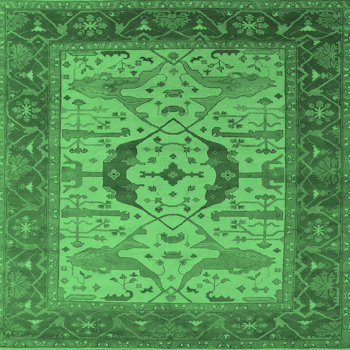 Square Machine Washable Oriental Emerald Green Industrial Area Rugs, wshurb1669emgrn