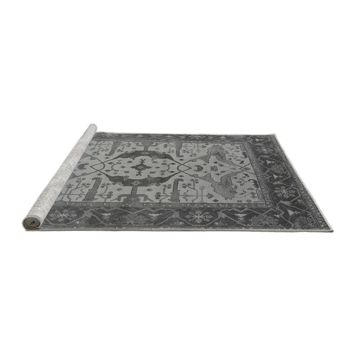 Sideview of Machine Washable Oriental Gray Industrial Rug, wshurb1669gry
