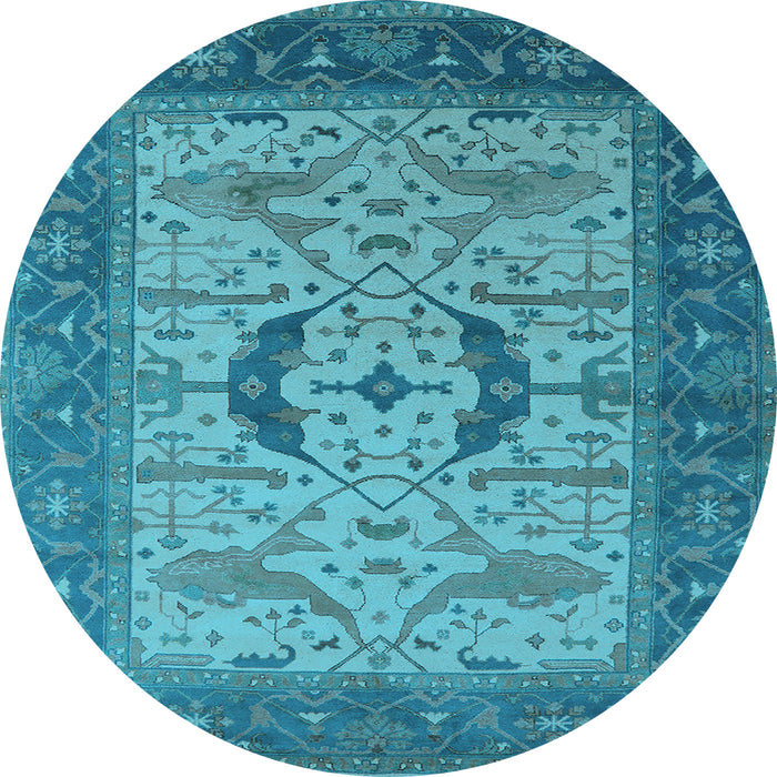 Round Oriental Light Blue Industrial Rug, urb1669lblu