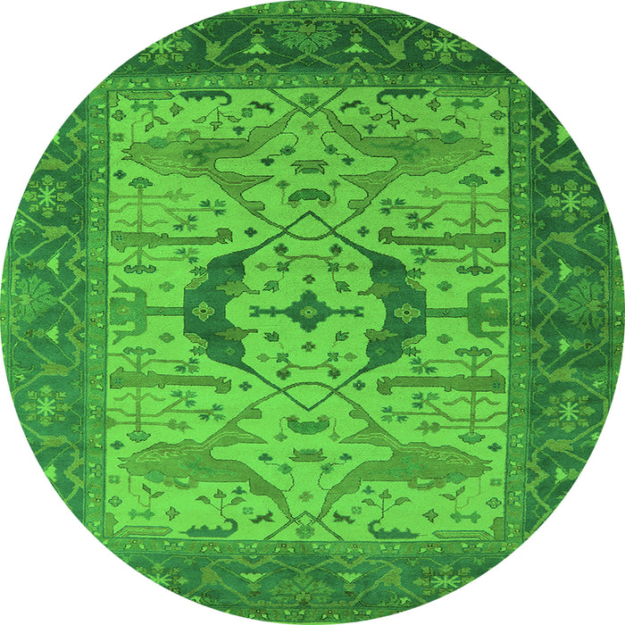 Round Oriental Green Industrial Rug, urb1669grn