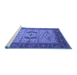 Sideview of Machine Washable Oriental Blue Industrial Rug, wshurb1669blu