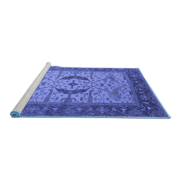 Sideview of Machine Washable Oriental Blue Industrial Rug, wshurb1669blu