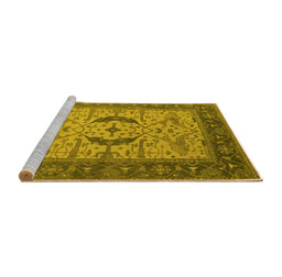 Sideview of Machine Washable Oriental Yellow Industrial Rug, wshurb1669yw
