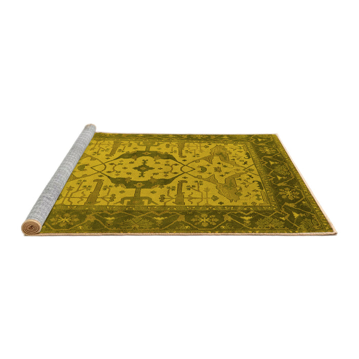 Sideview of Machine Washable Oriental Yellow Industrial Rug, wshurb1669yw