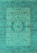 Machine Washable Oriental Turquoise Industrial Area Rugs, wshurb1670turq