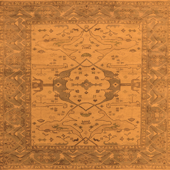 Square Machine Washable Oriental Orange Industrial Area Rugs, wshurb1670org