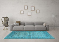 Machine Washable Oriental Light Blue Industrial Rug, wshurb1670lblu