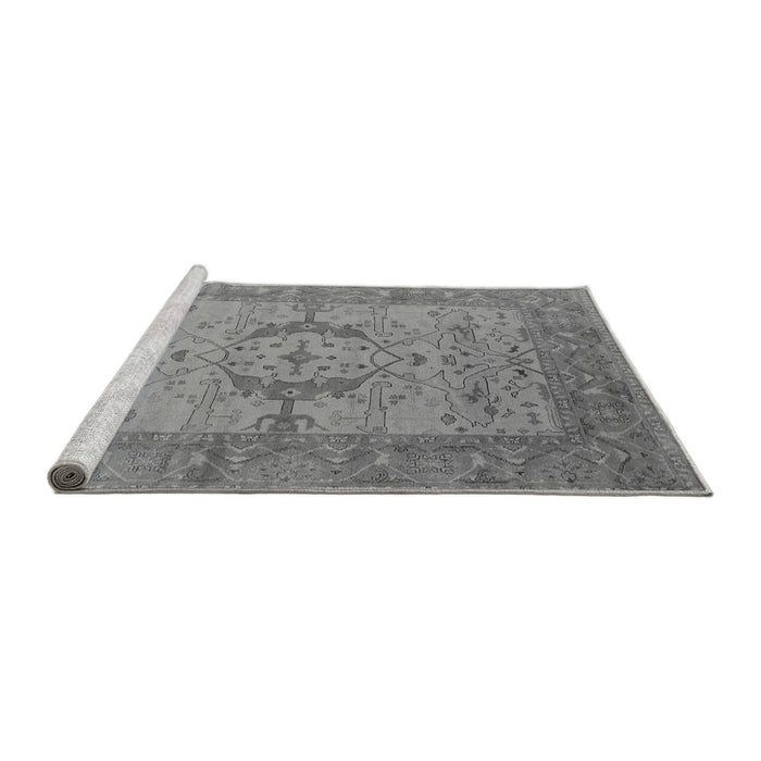 Sideview of Machine Washable Oriental Gray Industrial Rug, wshurb1670gry
