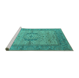 Sideview of Machine Washable Oriental Turquoise Industrial Area Rugs, wshurb1670turq