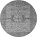 Round Machine Washable Oriental Gray Industrial Rug, wshurb1670gry