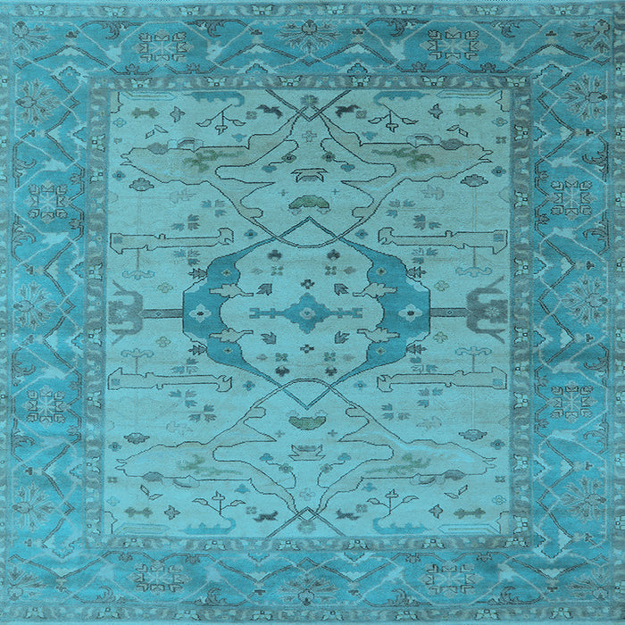 Square Machine Washable Oriental Light Blue Industrial Rug, wshurb1670lblu