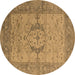 Round Oriental Brown Industrial Rug, urb1670brn