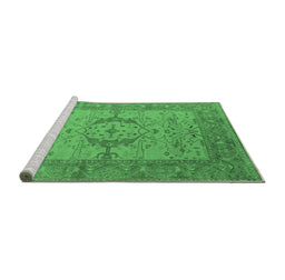 Sideview of Machine Washable Oriental Emerald Green Industrial Area Rugs, wshurb1670emgrn