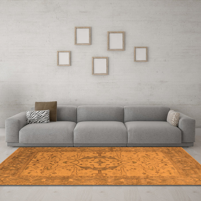 Machine Washable Oriental Orange Industrial Area Rugs in a Living Room, wshurb1670org